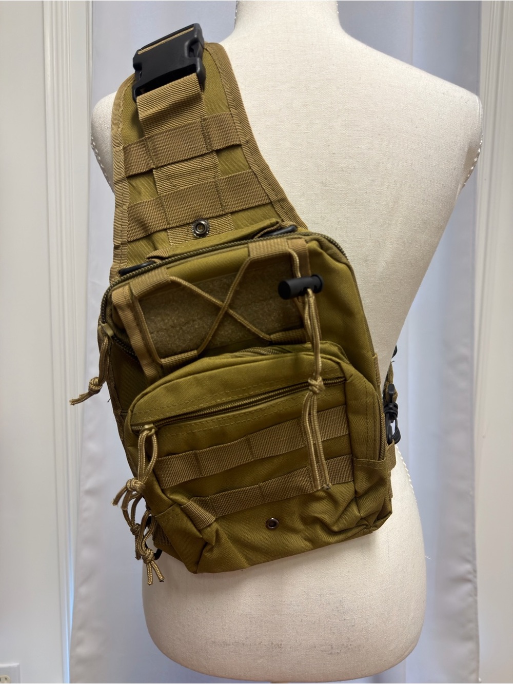 Tactical Sling Bag plus Attachment & Free Patch- Olive Tan